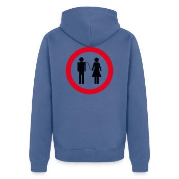 Leash obligation Polterabend Marriage Fun - Unisex Premium Organic Zip Hoodie - stone blue - Back - Nico (187cm)