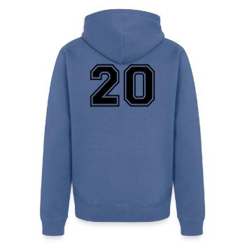 Number 20 Team Football Baseball Basketball University - Unisex Premium Organic Zip Hoodie - stone blue - Back - Nico (187cm)