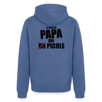 je suis papa qui picole - cadeau papa anniversaire - Veste à capuche bio Premium Unisexe - bleu pigeon - Dos - Nico (187cm)