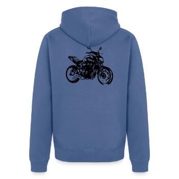 motorcycle roadster - Unisex Premium Organic Zip Hoodie - stone blue - Back - Nico (187cm)