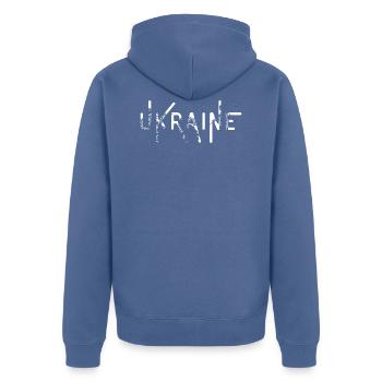 UKRAINE VINTAGE - Unisex Premium Organic Zip Hoodie - stone blue - Back - Nico (187cm)