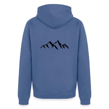 Belles montagnes à l’ombre pour les randonneurs alpinistes - Veste à capuche bio Premium Unisexe - bleu pigeon - Dos - Nico (187cm)