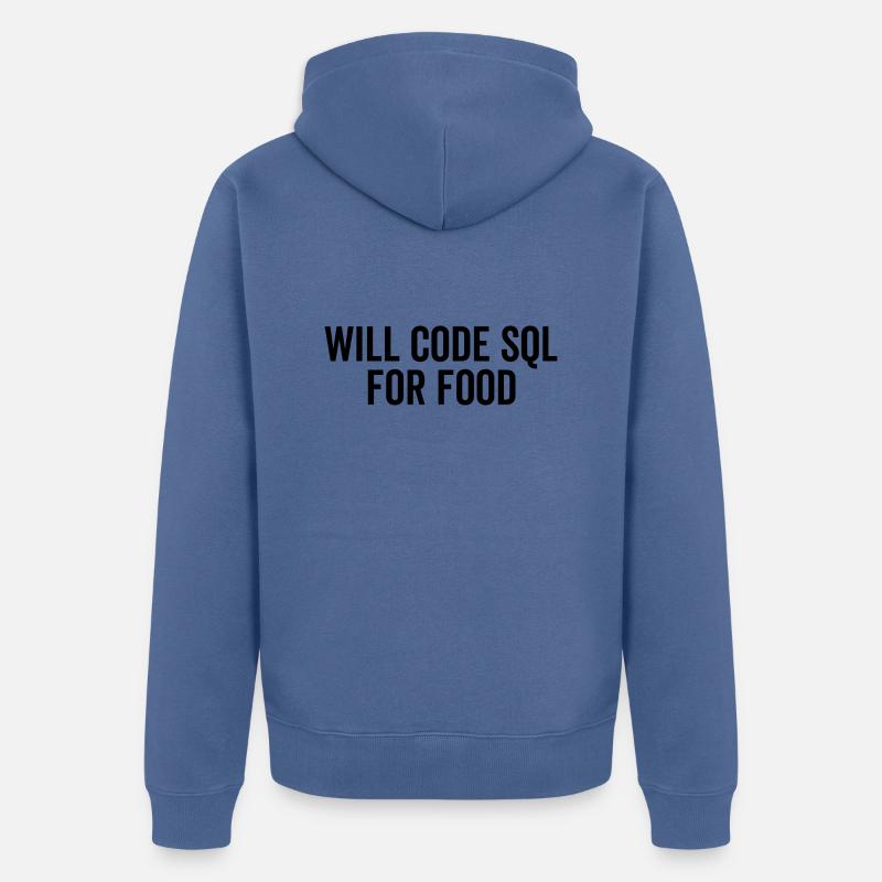 Codera SQL pour la nourriture - Veste à capuche bio Premium Unisexe - bleu pigeon