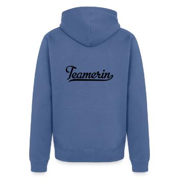 Teamerin - Unisex Premium Bio Zip Hoodie - Taubenblau - Hinten - Nico (187cm)