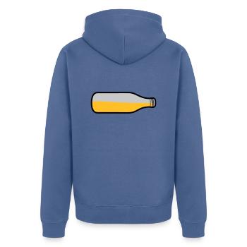 Liegende Bier Flasche - Unisex Premium Bio Zip Hoodie - Taubenblau - Hinten - Nico (187cm)