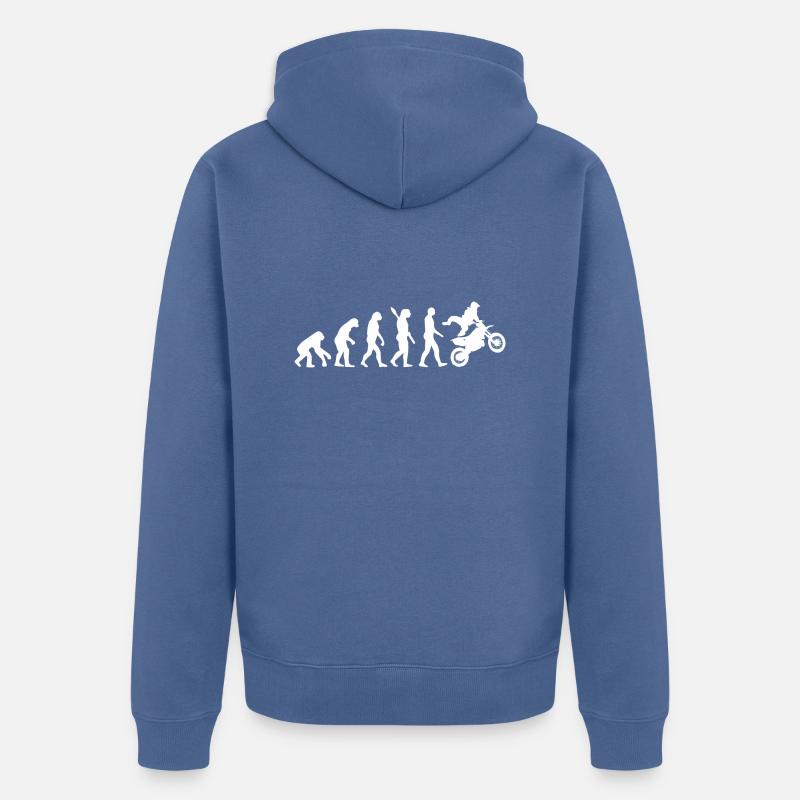 evolution motocross / humour moto - Veste à capuche bio Premium Unisexe - bleu pigeon