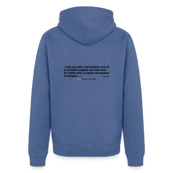 Azur... (b) - Veste à capuche bio Premium Unisexe - bleu pigeon - Dos - Nico (187cm)