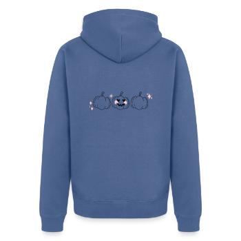 Halloween PNG PINK PUMPKINS - Unisex Premium Organic Zip Hoodie - stone blue - Back - Nico (187cm)