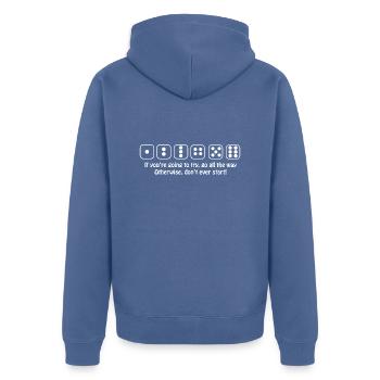 boardgame chess backgammon game night - Unisex Premium Bio Zip Hoodie - Taubenblau - Hinten - Nico (187cm)