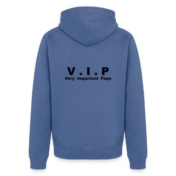 Very Important Papa - VIP - version 3 - Veste à capuche bio Premium Unisexe - bleu pigeon - Dos - Nico (187cm)