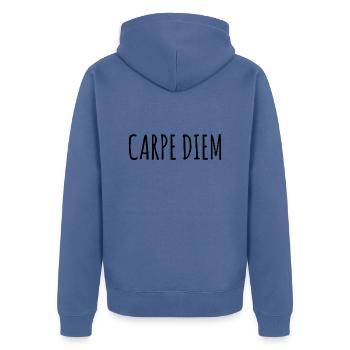 Tshirt carpe diem - Veste à capuche bio Premium Unisexe - bleu pigeon - Dos - Nico (187cm)
