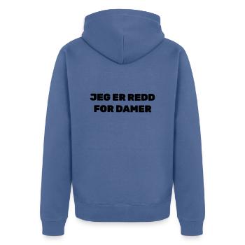 Ich habe Angst, meine Damen - Unisex Premium Bio Zip Hoodie - Taubenblau - Hinten - Nico (187cm)