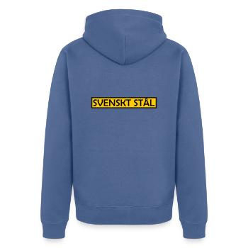 Schwedischer Stahl - Unisex Premium Bio Zip Hoodie - Taubenblau - Hinten - Nico (187cm)