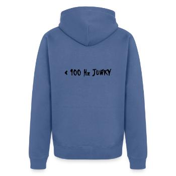 rzhw_100hz-junky - Unisex Premium Bio Zip Hoodie - Taubenblau - Hinten - Nico (187cm)