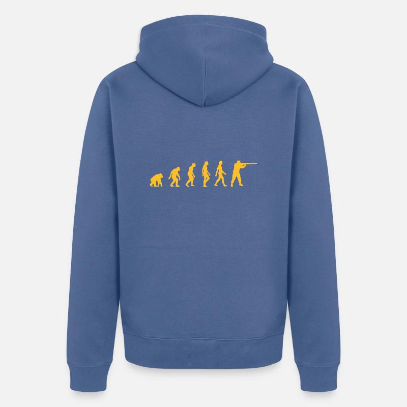 L'évolution des chasseurs - Veste à capuche bio Premium Unisexe - bleu pigeon