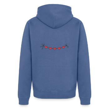 Herzgirlande Girlande Herzen - Unisex Premium Bio Zip Hoodie - Taubenblau - Hinten - Nico (187cm)
