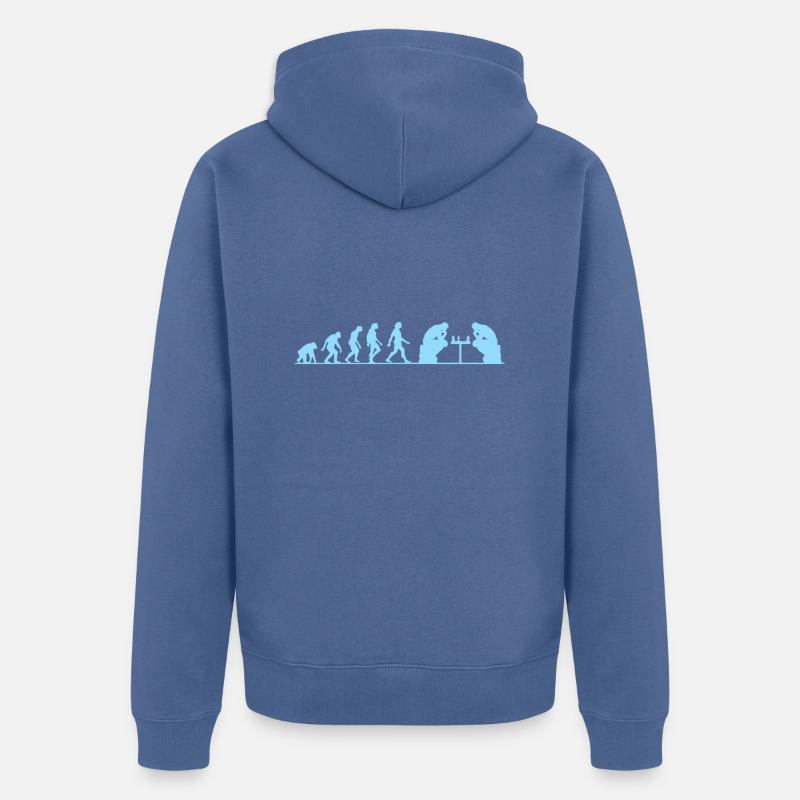 Evolution échec - Veste à capuche bio Premium Unisexe - bleu pigeon