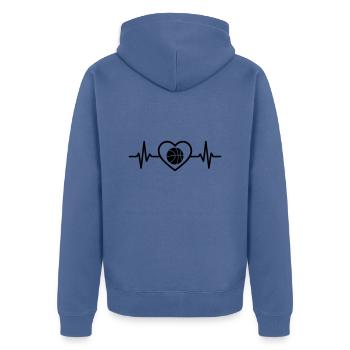 Coeur de basket-ball pour le panier - Veste à capuche bio Premium Unisexe - bleu pigeon - Dos - Nico (187cm)