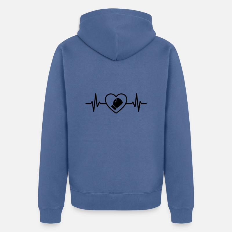 Boxen Herz im Ring - Unisex Premium Bio Zip Hoodie - Taubenblau