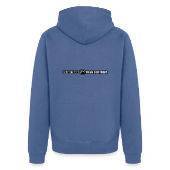 only talking to dog - Unisex Premium Organic Zip Hoodie - stone blue - Back - Nico (187cm)