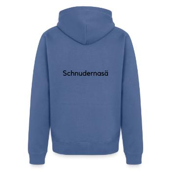 schnudernasä - Unisex Premium Bio Zip Hoodie - Taubenblau - Hinten - Nico (187cm)