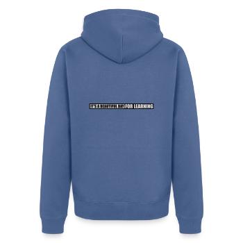 beautiful day for learning - Unisex Premium Organic Zip Hoodie - stone blue - Back - Nico (187cm)