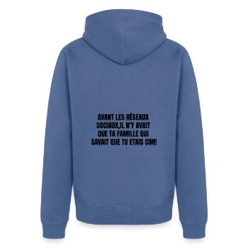 Avant - Veste à capuche bio Premium Unisexe - bleu pigeon - Dos - Nico (187cm)