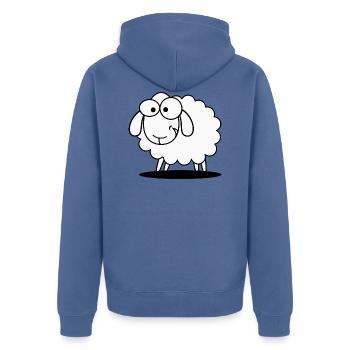 sheep - Unisex Premium Organic Zip Hoodie - stone blue - Back - Nico (187cm)