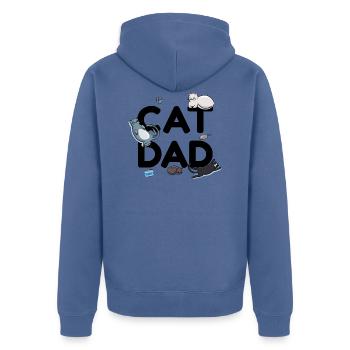 Cat Dad - Katze Katzenmann Papa Miezekatze Miau - Unisex Premium Bio Zip Hoodie - Taubenblau - Hinten - Nico (187cm)