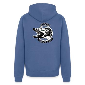 Hecht-Hecht - Unisex Premium Bio Zip Hoodie - Taubenblau - Hinten - Nico (187cm)