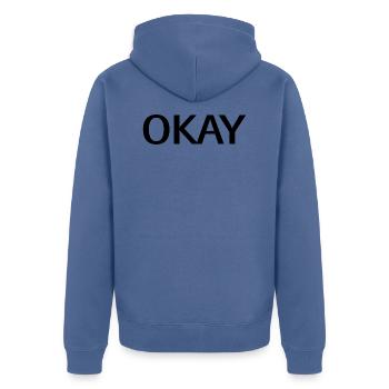 okay - Unisex Premium Bio Zip Hoodie - Taubenblau - Hinten - Nico (187cm)