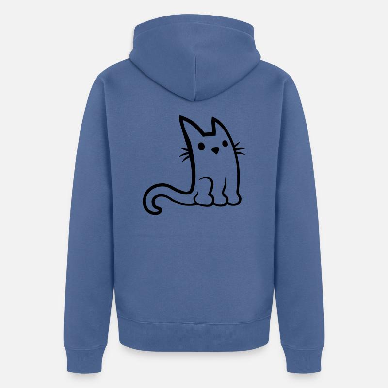 Petit chat assis mignon - Veste à capuche bio Premium Unisexe - bleu pigeon
