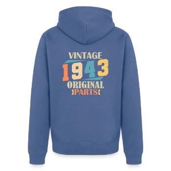 Mois 1943. Cadeau d'anniversaire 1943. 81 ans Birt - Veste à capuche bio Premium Unisexe - bleu pigeon - Dos - Nico (187cm)