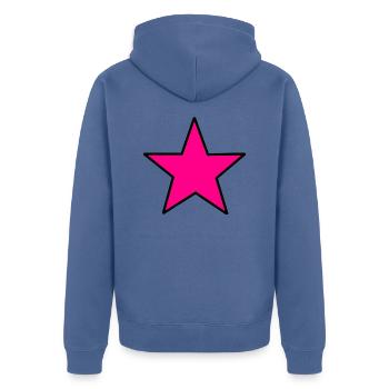 Pink Star - Unisex Premium Bio Zip Hoodie - Taubenblau - Hinten - Nico (187cm)