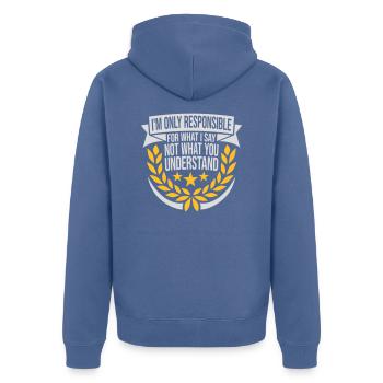 ce que je dis citation - Veste à capuche bio Premium Unisexe - bleu pigeon - Dos - Nico (187cm)