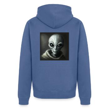 Alien - Unisex Premium Organic Zip Hoodie - stone blue - Back - Nico (187cm)