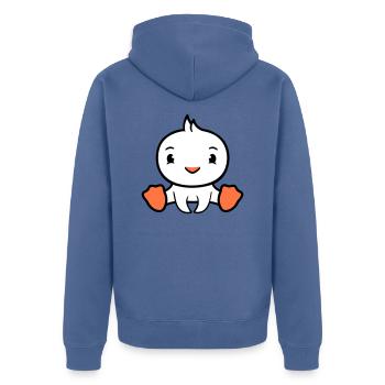 Bird sitting happy duck cute cute friendly - Unisex Premium Organic Zip Hoodie - stone blue - Back - Nico (187cm)