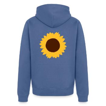 Sonnenblume - Unisex Premium Bio Zip Hoodie - Taubenblau - Hinten - Nico (187cm)