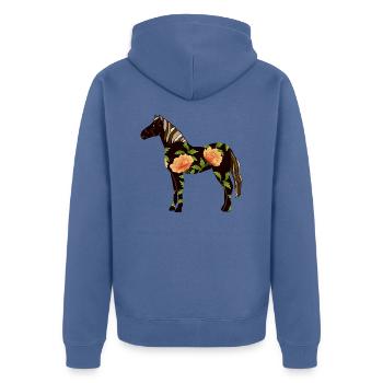 Pferd - Unisex Premium Bio Zip Hoodie - Taubenblau - Hinten - Nico (187cm)