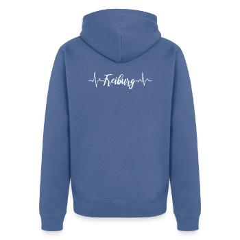 EKG Freiburg - Unisex Premium Bio Zip Hoodie - Taubenblau - Hinten - Nico (187cm)