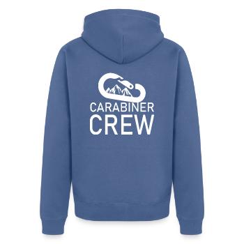 Bouldern Klettern Climbing - Unisex Premium Bio Zip Hoodie - Taubenblau - Hinten - Nico (187cm)