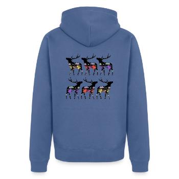 Hirsch - Unisex Premium Bio Zip Hoodie - Taubenblau - Hinten - Nico (187cm)