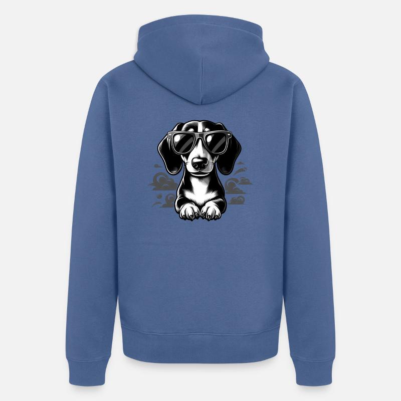Teckel noir et blanc - Veste à capuche bio Premium Unisexe - bleu pigeon
