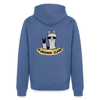 Lama de la paix du fond du trou - Veste à capuche bio Premium Unisexe - bleu pigeon - Dos - Nico (187cm)
