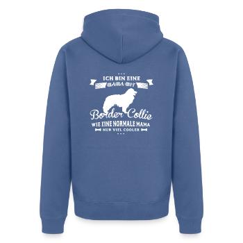Mama mit Border Collie - Unisex Premium Bio Zip Hoodie - Taubenblau - Hinten - Nico (187cm)