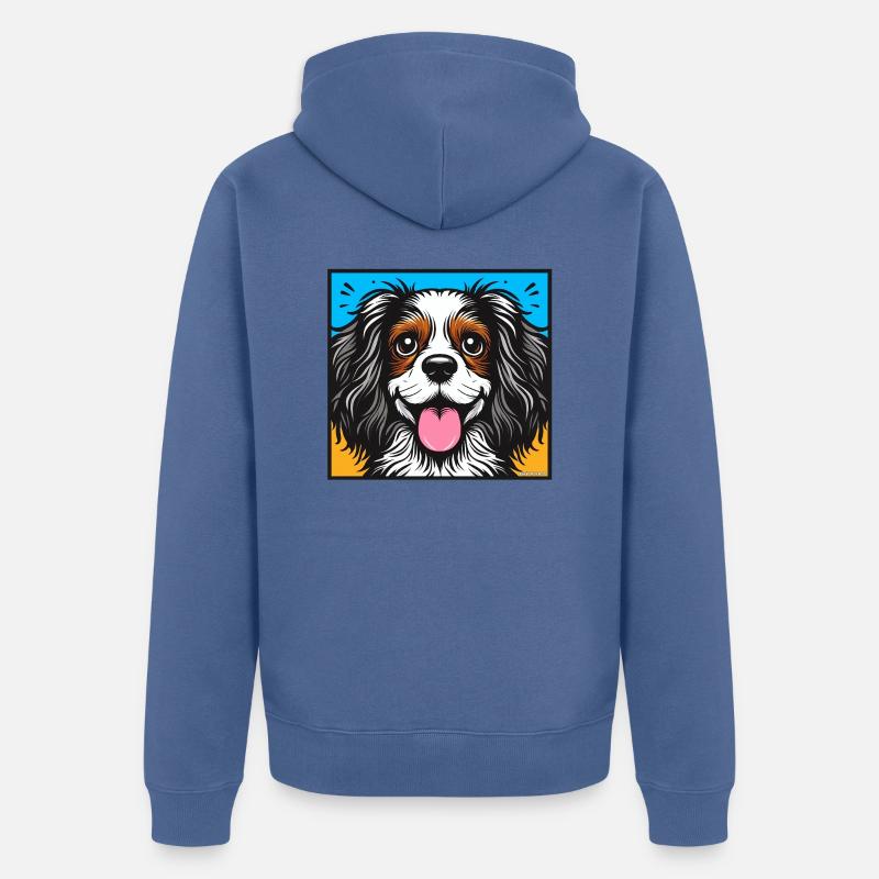 Roi Charles Cavalier Pop art - Veste à capuche bio Premium Unisexe - bleu pigeon