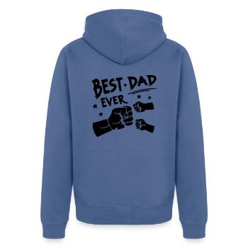 bester Papa aller Zeiten - Unisex Premium Bio Zip Hoodie - Taubenblau - Hinten - Nico (187cm)