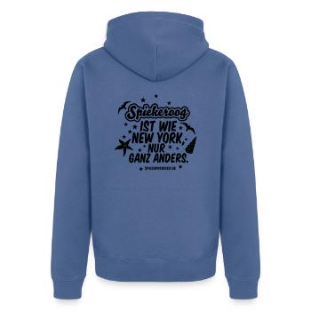 Spiekeroog - Unisex Premium Bio Zip Hoodie - Taubenblau - Hinten - Nico (187cm)