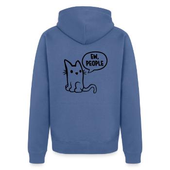 Joke cat ew people - Unisex Premium Organic Zip Hoodie - stone blue - Back - Nico (187cm)