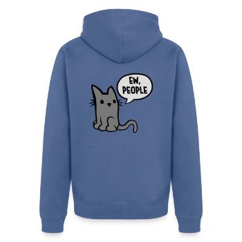 ew people cat pet - Unisex Premium Organic Zip Hoodie - stone blue - Back - Nico (187cm)